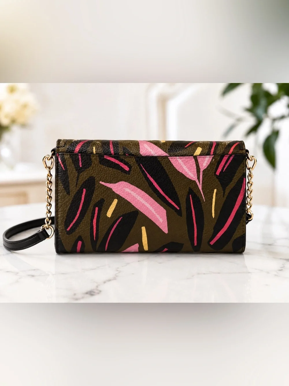Kate Spade Olive Floral Crossbody Bag GUC